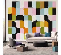 Geometric Wallpaper - Retro 70s Colorful Wall Mural - Wall Murals for Living Room Bedroom - Photo Wallpaper & Home Decor Art - 200 x 140 cm A-3168