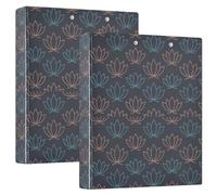 Geometric Water Lily Pattern Notebook Binders with Pocket Cover 1 Pack 1.5 in Aesthetic Binder Office Supply 200 Sheets