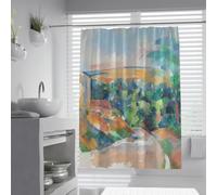Geometric Watercolor Shower Curtain the Bend in the Road Famous Painting Prints Shower Curtains with Plastic Hooks Washable Quick Dry 200 x 240 cm
