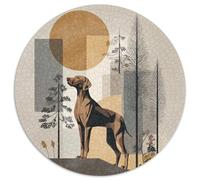 Geometric Weimaraner Jigsaw 1000 Piece Round Puzzle Sun-moon Forest Challenging Puzzles For Adults 1000pcs (67.5x67.5cm)