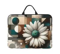 Geometric-White-Daisy 14-Inch Laptop Case, Portable Laptop Computer Sleeve With Zipper Closure
