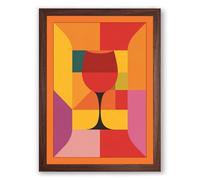 Geometric Wine Form Mid-Century Framed Wall Art Print A2 (59.4×42cm) Walnut, Wall Decor for Living Room, Bedroom, Office & Home, Ready to Hang, Art Gift