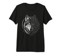 Geometric Wolf Edgy Cool Animal Art Nature Premium T-Shirt