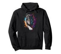 Geometric Wolf Edgy Cool Animal Art Nature Pullover Hoodie