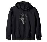 Geometric Wolf Edgy Cool Animal Art Nature Zip Hoodie