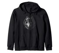 Geometric Wolf Edgy Cool Animal Art Nature Zip Hoodie