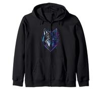 Geometric Wolf Edgy Cool Animal Art Nature Zip Hoodie
