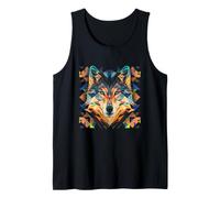 Geometric Wolf Face Colorful Low Poly Animal Art Tank Top