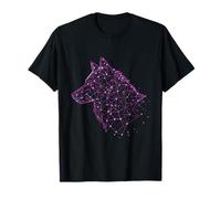 Geometric Wolf Head Digital Network Geometry Stars T-Shirt