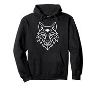 Geometric Wolf Head Spiritual Moon Phases Pullover Hoodie