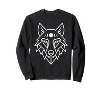 Geometric Wolf Head Spiritual Moon Phases Sweatshirt
