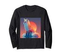 Geometric Wolf Silhouette | Modern Polygon Animal Art Design Long Sleeve T-Shirt