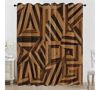 Geometric Wood Grain Eyelet Curtains, 3D Modern Geometry Print Blackout Curtains, 2 Panels Room Darkening Thermal Insulated Window Drapes for Living Room Bedroom, 90 x 72 Inch