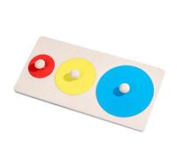 Geometric Wood: Learn The First Shapes and Sizes, Smooth Edge Without Chips, 5 Piece Set + Solid Beech Wood Base, Non-Toxic Water-Based Dye Jue