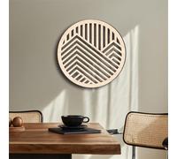 Geometric Wood Wall Art Decor, Modern Vintage Mountain Wall Sculptures Hanging Abstract Panels Decor, 3D Round Hollow Wooden Craft Art Boho Wall Decoration, for Home Office Living Room Bedroom (Beige)