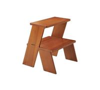Geometric Wooden Step Stool Multifunctional Shoe Bench Double Layer Footrest for Entryway Living Room Balcony HallwayBrown Mortise and Tenon Design