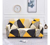 Geometric Yellow Grey Blue Sofa Slipcovers, Home Decor Settee Couch Sets Washable Stretch Fabric Non-Slip Elastic Pet Protector Chair Slipcovers Polyester Spandex (Multi 1,3 Seater)