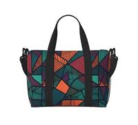 Geometrical Pattern Water-Resistant Crossbody Travel Bag, Large Carry-On with Adjustable Strap, Multi-Compartment Weekender for Gym, Travel, Outdoor