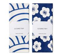 GEOMETRY 2 Pack Microfiber Tea Towels - Quick Dry Kitchen Towels - Each Flower - 18 x 30 Inches