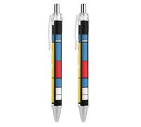 Geometry Abstract Cat Retractable Ballpoint Pen Black Ink Ball Point Pen Work Pens 2 PCS