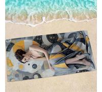 Geometry Beach Towel, Large Beach Towels for Adults - Quick Dry Microfibre Towel - Super Absorbent Bath Towels for Swim Gym 190 x 95 cm - 1 Piece, Soft, Sand Free, Lightweight, Multi - Beauty 0e-721