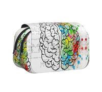 Geometry Brain Image with Science Flip-Top Double-Layer Pencil Case,Large Capacity (Holds 50 Pens/Pencis),Full-Print Durable Polyester School Office Supplies