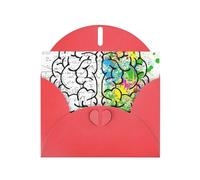 Geometry Brain Image with Science Greeting Card With Envelope, Birthday Card, Christmas Card, Invitation Card, 3 Colors