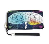 Geometry Brain Image with Science Long Ladies Wallet for Men And Women,Slim Wallet with Zipper Pocket,Travel Wallets in Gift Box