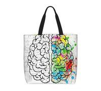 Geometry Brain Image With Science Multiprint Durable Water-Resistant Polyester Tote Shoulder Bag-Lightweight Casual Daypack For Shopping,School, Office Daily Use