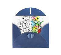 Geometry Brain Image With Science Pattern Blank Greeting Cards For Birthdays, Valentine'S Day, Parties, Weddings, 4x6 Inches Blue Envelope