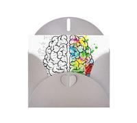 Geometry Brain Image With Science Pattern Blank Greeting Cards For Birthdays, Valentine'S Day, Parties, Weddings, 4x6 Inches Gray Envelope