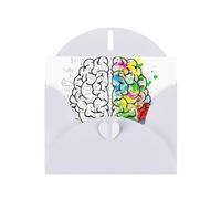 Geometry Brain Image With Science Pattern Blank Greeting Cards For Birthdays, Valentine'S Day, Parties, Weddings, 4x6 Inches White Envelope