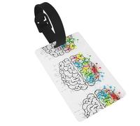 Geometry Brain Image with Science Print Luggage Tag with Privacy Cover â€“ Secure Travel Identifier for Suitcases, Handbags & Backpacks
