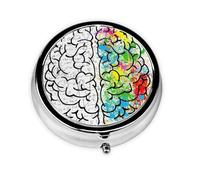 Geometry Brain Image with Science Print Personalised Portable Pillbox with,Mini Pillbox Compact and Convenient Pill Organiser for Storing and Organising Pills