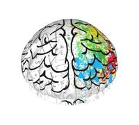 Geometry Brain Image with Science Print Shower Cap for Women & Men - Reusable, Double Layer, Breathable, Hair Bath Cap L