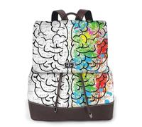 Geometry Brain Image with Science Print Women Fashion Backpack Ladies Pu Leather Backpacks Handbag Waterproof Rucksack Travel Backpack with Flap