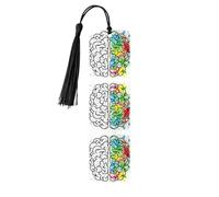 Geometry Brain Image with Science Print Wooden Bookmark Bookmarks with Tassels Book Marks for Reading Hardcover Books Notebooks