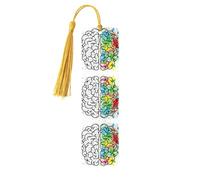 Geometry Brain Image with Science Print Wooden Bookmark Bookmarks with Tassels Book Marks for Reading Hardcover Books Notebooks