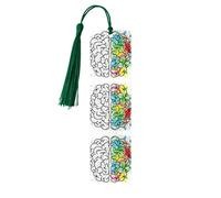 Geometry Brain Image with Science Print Wooden Bookmark Bookmarks with Tassels Book Marks for Reading Hardcover Books Notebooks
