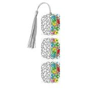 Geometry Brain Image with Science Print Wooden Bookmark Bookmarks with Tassels Book Marks for Reading Hardcover Books Notebooks