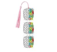 Geometry Brain Image with Science Print Wooden Bookmark Bookmarks with Tassels Book Marks for Reading Hardcover Books Notebooks