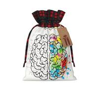 Geometry Brain Image with Science Printed drawstring gift bags color-blocked drawstring gift bags suitable for birthdays candy party decorations