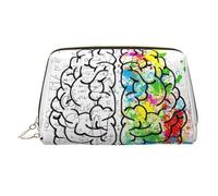 Geometry Brain Image with Science Printed Hand-held Zipper Cosmetic Bag Large Travel Toiletry Bag Suitable for Home and Travel