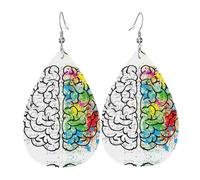 Geometry Brain Image With Science Trendy Leather Teardrop Earring Lightweight Bohemian Earrings Set Jewelry Gift For Women Girl