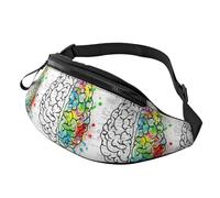 Geometry Brain Image with Science Unisex Sport Casual Crossbody Sling Bag, Lightweight Adjustable Chest Pack with Headphone Jack, Durable Polyester Fabric (All-Over Print)