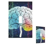 Geometry Brain Image With Science Wall Plate Cover Modern Decorative 1 Gang Light Switch Cover Unbreakable Receptacle Outlet Covers For Living Room Bedroom Home Decor Single Toggle