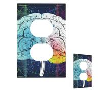 Geometry Brain Image With Science Wall Plate Cover Modern Decorative 1 Gang Light Switch Cover Unbreakable Receptacle Outlet Covers For Living Room Bedroom Home Decor Duplex