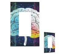 Geometry Brain Image With Science Wall Plate Cover Modern Decorative 1 Gang Light Switch Cover Unbreakable Receptacle Outlet Covers For Living Room Bedroom Home Decor 1 Gang