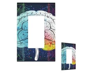 Geometry Brain Image With Science Wall Plate Cover Modern Decorative 1 Gang Light Switch Cover Unbreakable Receptacle Outlet Covers For Living Room Bedroom Home Decor 1 Gang