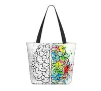 Geometry Brain Image With Science Women'S Large Shopping Tote Bag, Lightweight Durable Polyester Tote With All-Over Print,Foam Padded For Protection